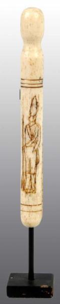 Appraisal: Early Hand Carved Scrimshaw Clothespin Description Circa s Soldier etched