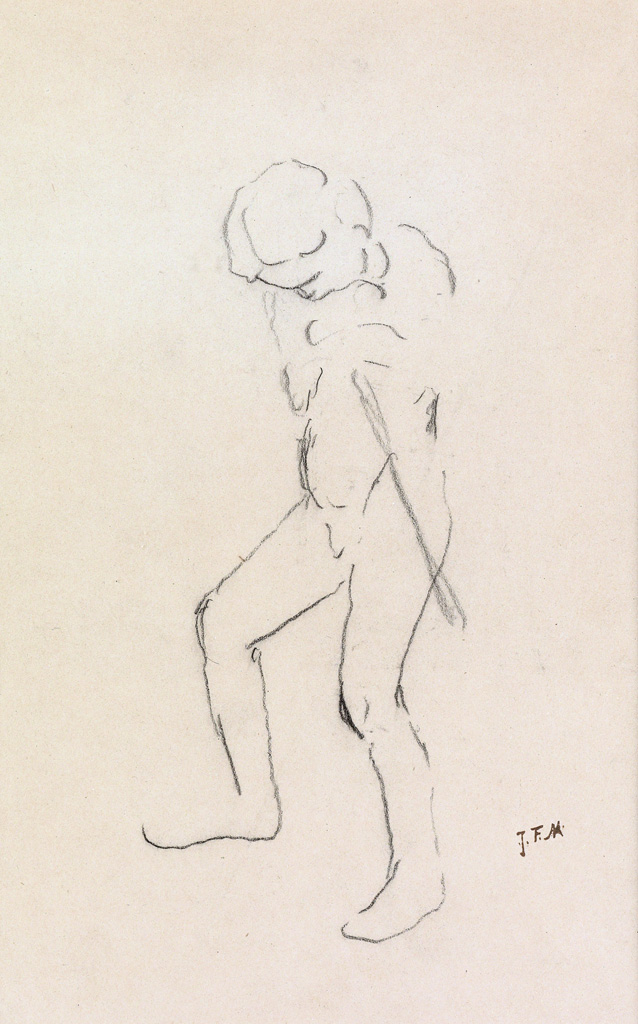 Appraisal: JEAN-FRAN OIS MILLET Etude pour l'Amour Pencil on paper circa