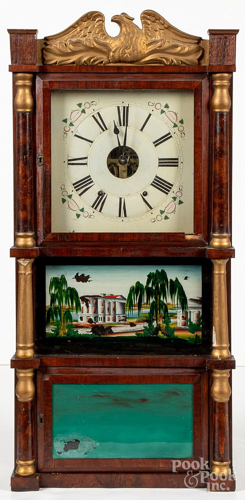 Appraisal: Elisha Manross triple decker mantel clock Elisha Manross triple decker