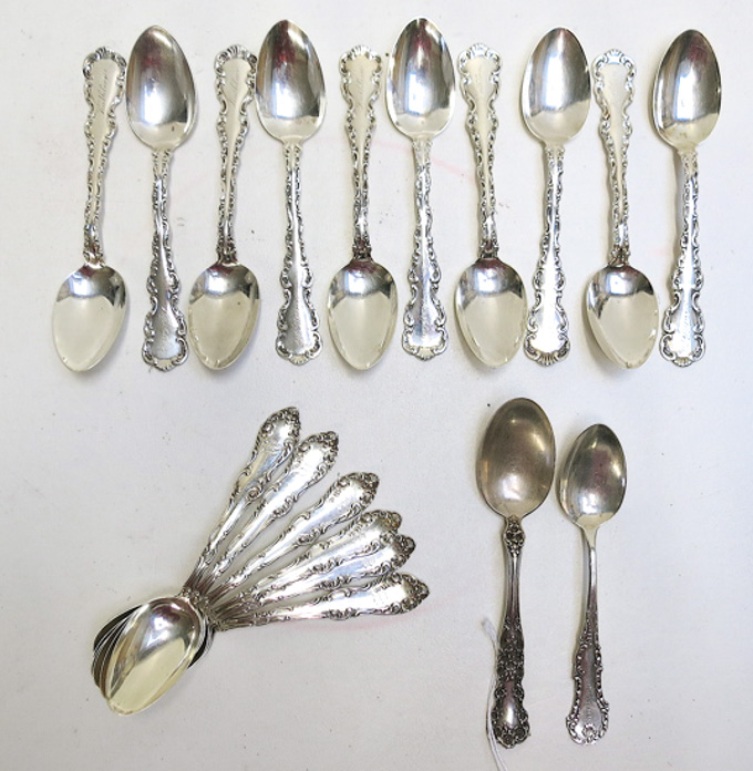 Appraisal: EIGHTEEN STERLING SILVER TEASPOONS Whiting in the Louis XV pattern