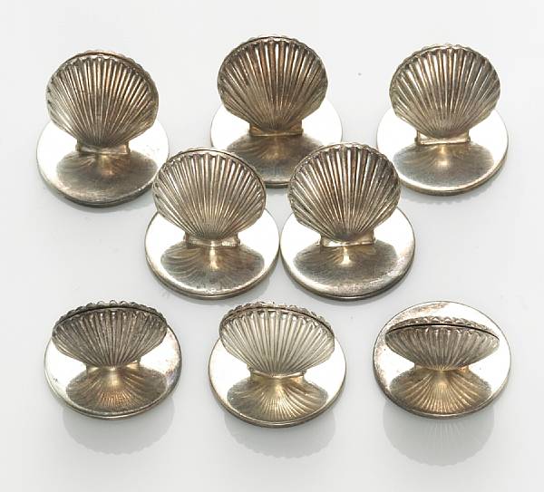 Appraisal: A set of eight sterling silver place card holders Tiffany