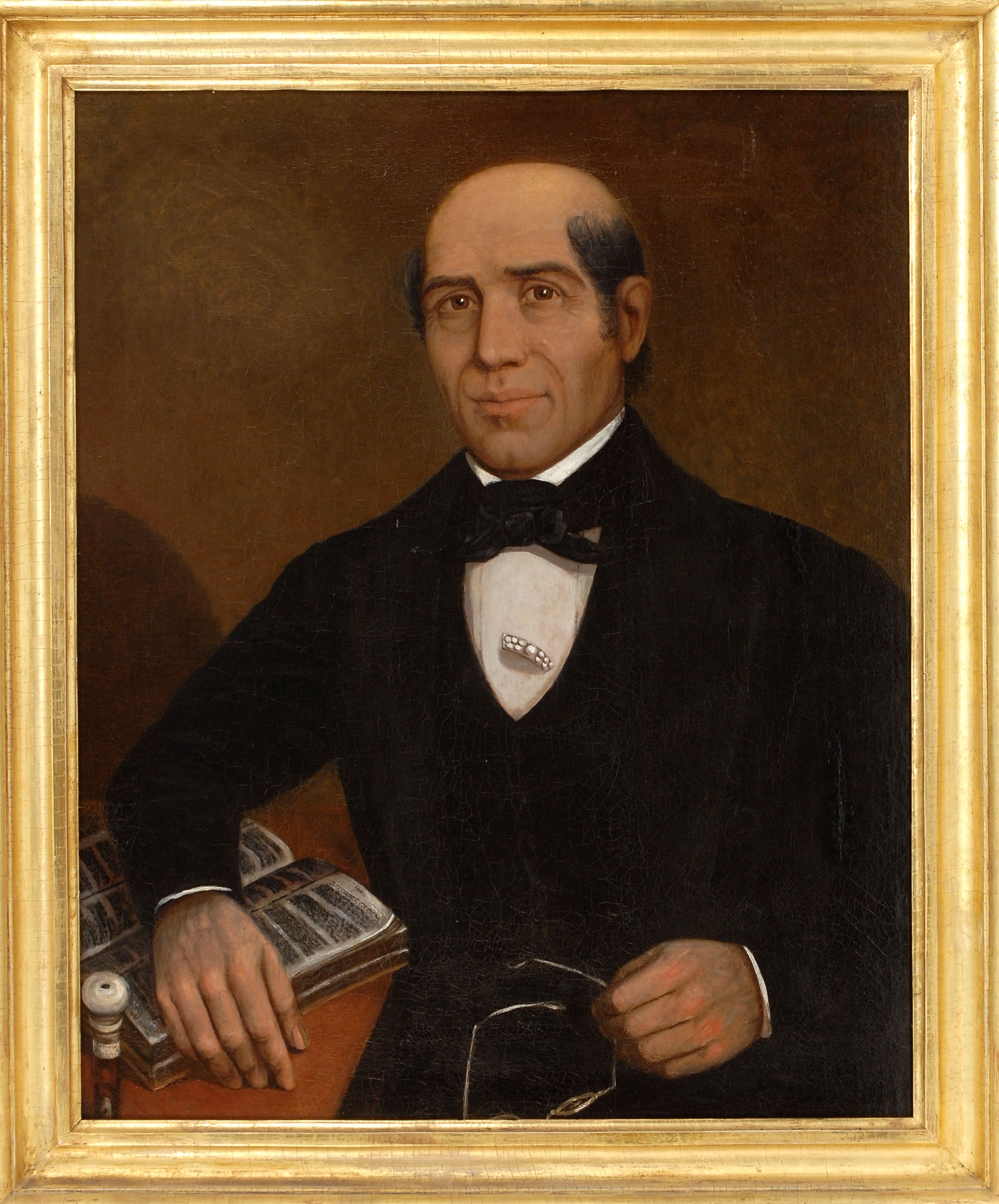 Appraisal: FRAMED PORTRAIT OF A SEATED GENTLEMAN th CenturyA middle-aged man