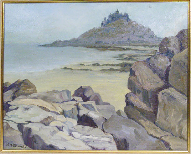 Appraisal: Gwen M Broad - The Mount Cornwall oil onto board