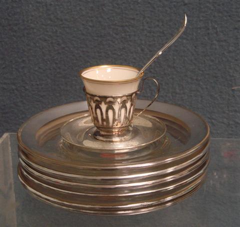 Appraisal: sterling silver framed Lenox demitasse cups saucers with silver plated