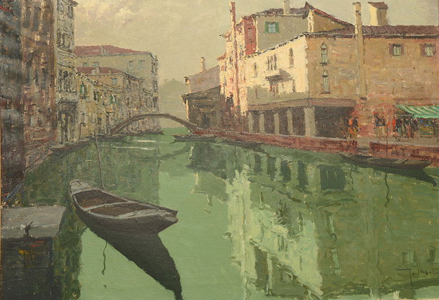 Appraisal: BEPI MARINO ITALIAN TH CENTURY - Venetian canal scene signed