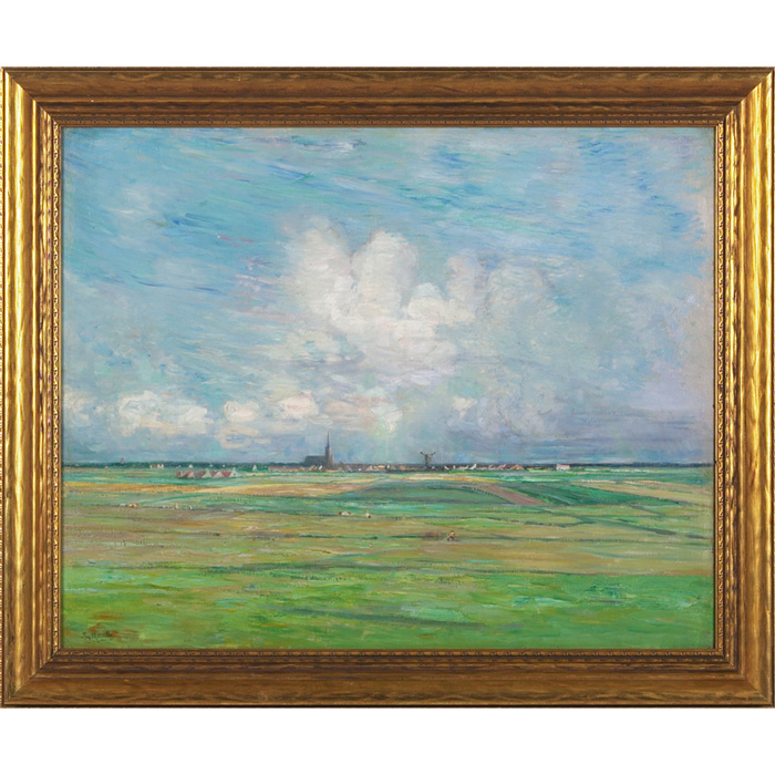 Appraisal: Alexandre Marcette Belgian - Church on the Horizon c oil