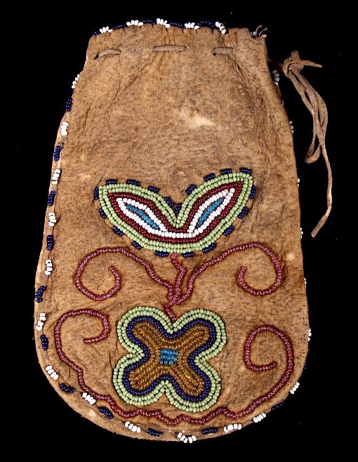 Appraisal: Crow Beaded Tobacco Pouch c th Century Available for public