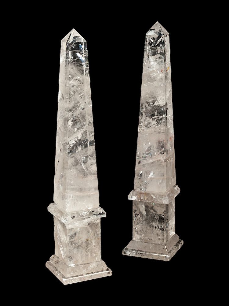 Appraisal: A Pair of Rock Crystal Obelisks A Pair of Rock