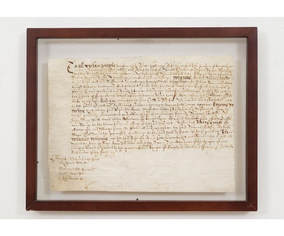 Appraisal: Two sided framed document in glass dated May referencing a