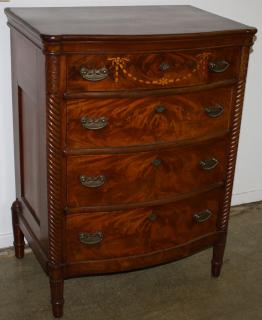 Appraisal: Colonial Revival Sheraton Bow Front Chest Mahogany Sheraton bow front