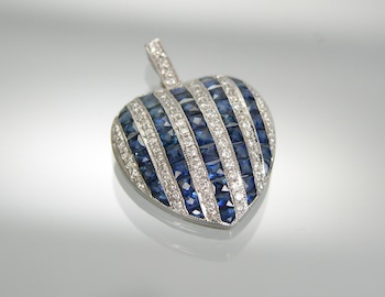 Appraisal: A Sapphire and Diamond Heart Shape Pendant Mounted in Platinum