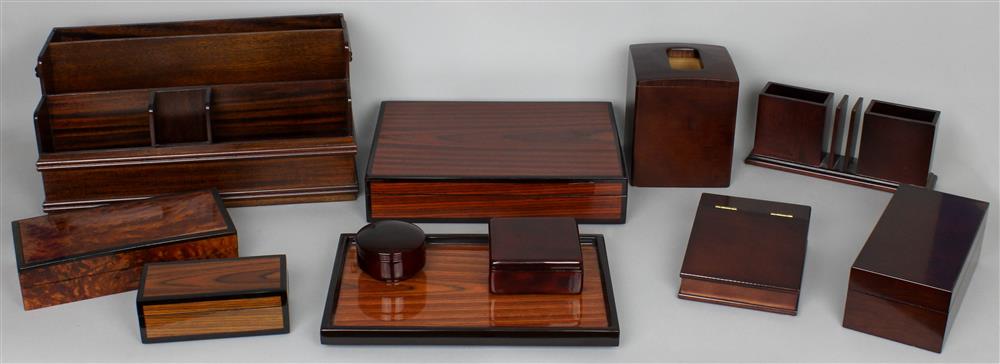 Appraisal: LARGE GROUP OF DESK ACCESSORIES AND BOXES including faux crocodile