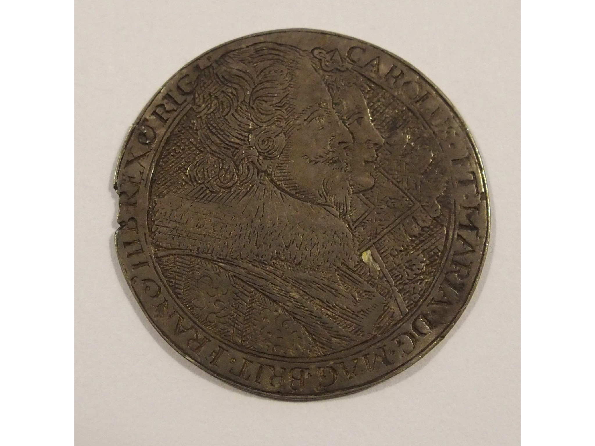 Appraisal: Charles I and Henrietta Maria silver counter circa finely engraved