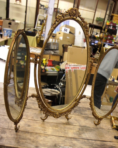 Appraisal: Brass reproduction dressing table mirror