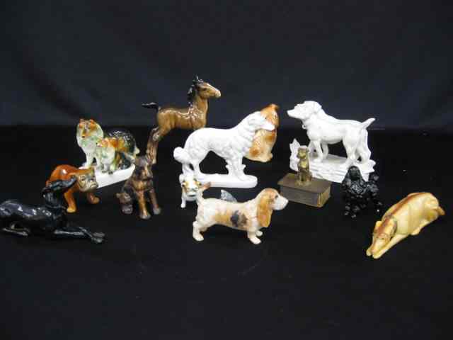 Appraisal: Collection of Dog Figurines porcelain marble bronzed glass more approx