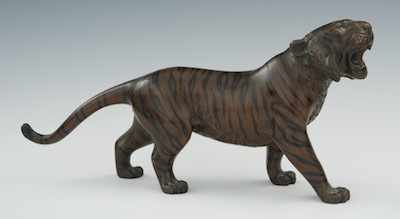 Appraisal: A Japanese Bronze Okimono of a Howling Tiger A Japanese