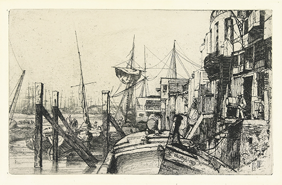 Appraisal: JAMES A M WHISTLER Limehouse Etching on antique cream laid