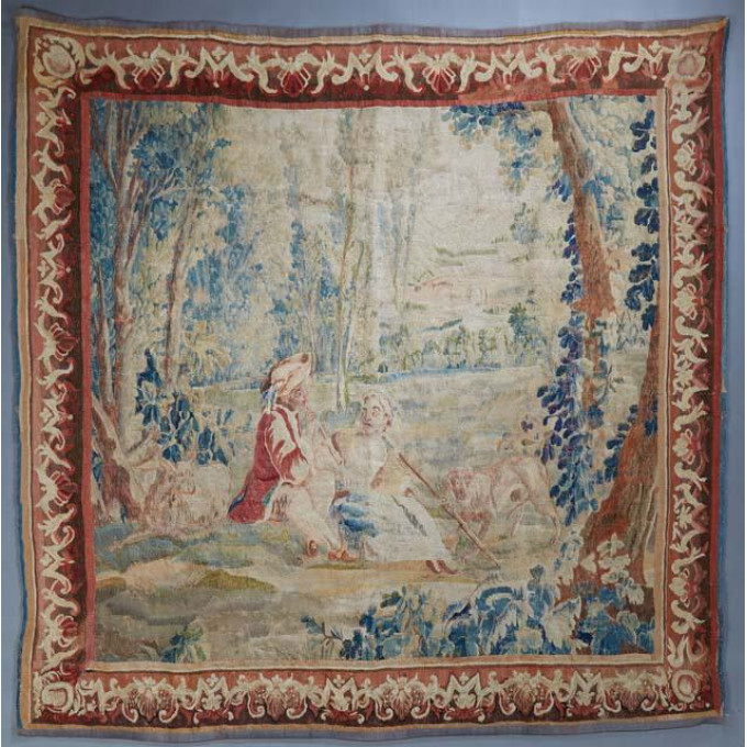 Appraisal: Large French Tapestry th c depicting a musical scene in