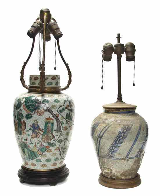 Appraisal: Two Chinese Porcelain Ginger Jars one a covered jar having