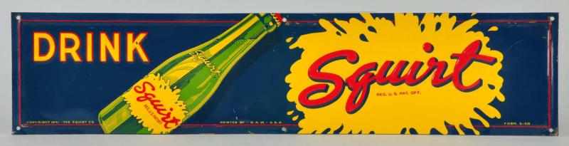 Appraisal: Embossed Tin Squirt Sign Description A few very shallow surface