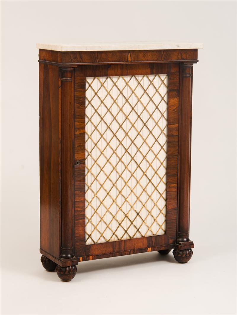 Appraisal: WILLIAM IV ROSEWOOD SIDE CABINET With fitted marble top x