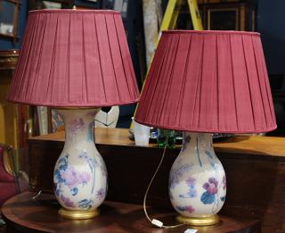 Appraisal: Pair of decalcomania table lamps Pair of decalcomania table lamps