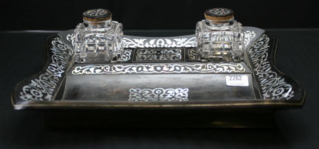 Appraisal: A th century ebonized and mother of pearl inlaid ink