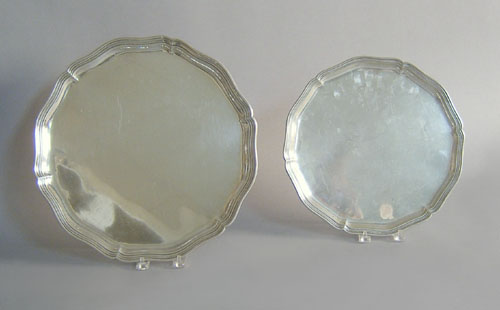 Appraisal: Two German silver trays dia and dia approx ozt