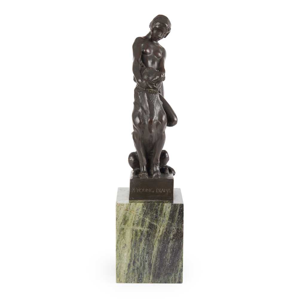 Appraisal: GILBERT BAYES BRITISH - A YOUNG DIANA bronze green marble