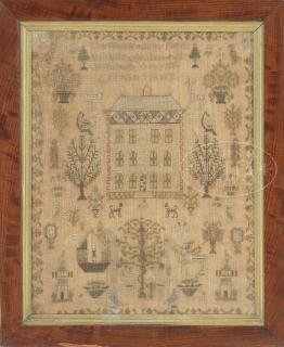 Appraisal: FINE PICTORIAL SAMPLER WROUGHT BY SARAH TURNER FINE PICTORIAL SAMPLER