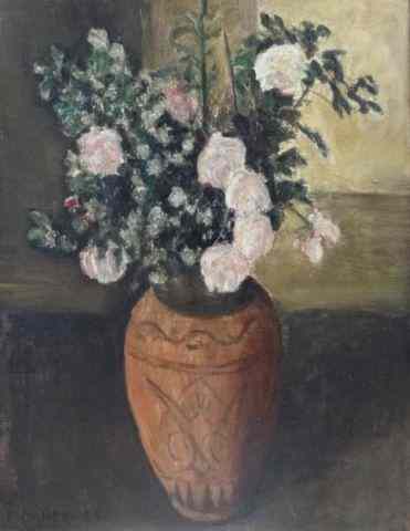 Appraisal: DANERI Eugenio Oil on Canvas Board Still Life ''Vaso de