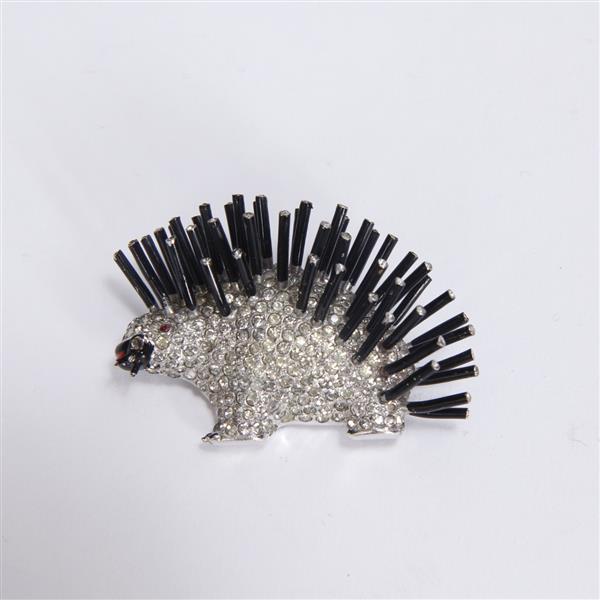 Appraisal: Reja Pave and Enamel Porcupine Pin Brooch Missing some rhinestones