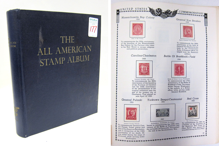 Appraisal: THE ALL AMERICAN STAMP ALBUM Minkus Publications Partially filled with