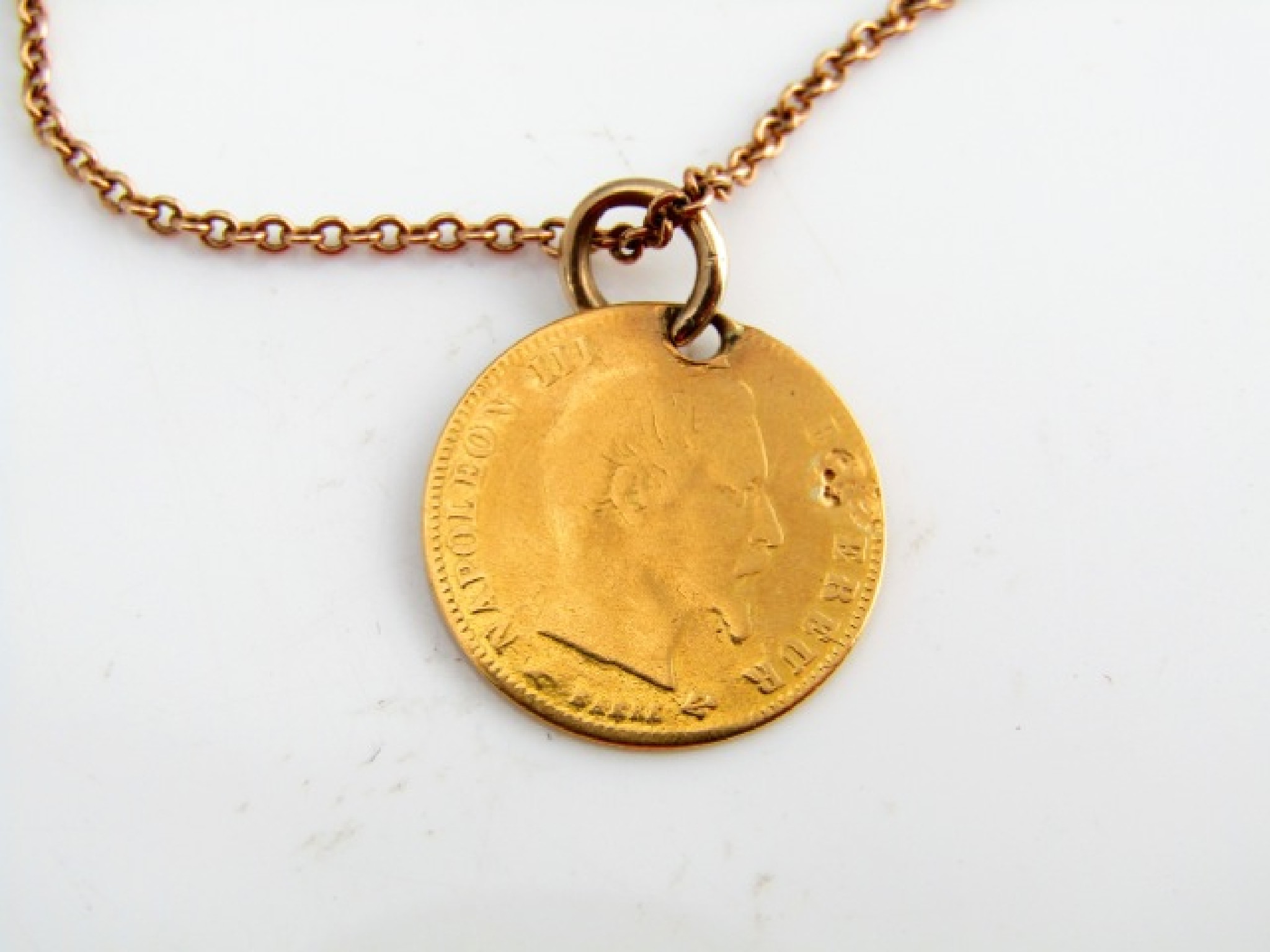 Appraisal: A French coin pendant Napoleon III Francs on a ct