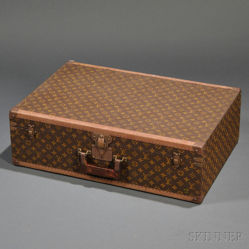 Appraisal: Louis Vuitton Monogram Suitcase France brass hardware and leather trim