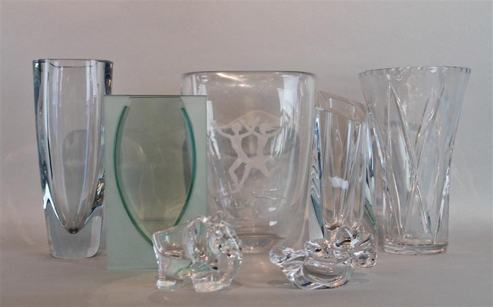 Appraisal: GROUP OF GLASS ITEMS TO INCLUDE KOSTA BODA VASE BY