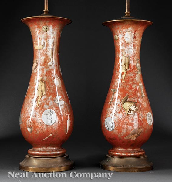 Appraisal: A Pair of Empire-Style Gilt and Patinated Bronze Urns th