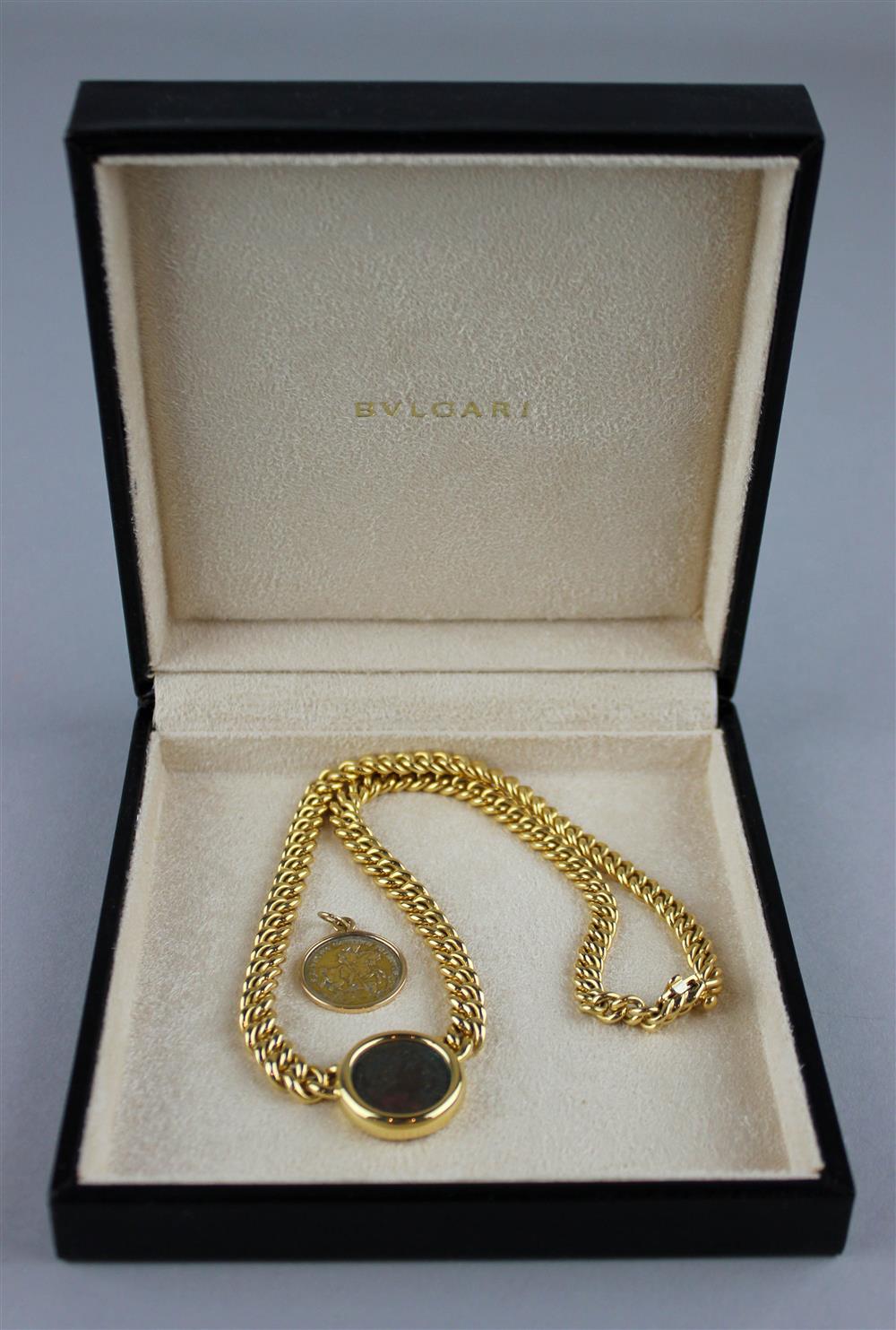 Appraisal: BULGARI ANCIENT COIN PENDANT K YELLOW GOLD NECKLACE marked Made