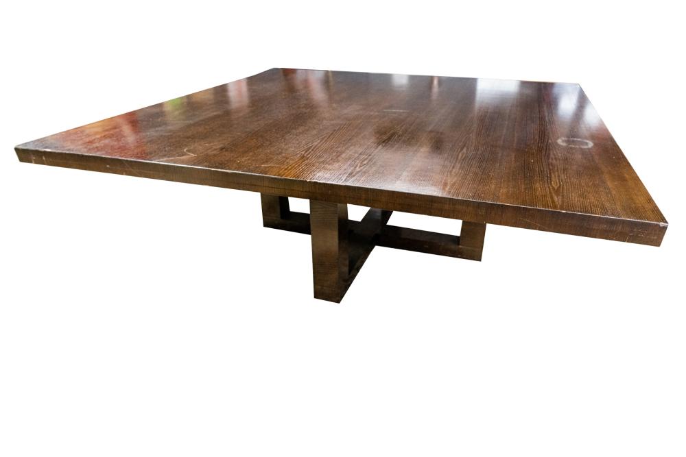 Appraisal: LARGE DESIGNER SQUARE DINING TABLECondition with surface scratches and discoloration