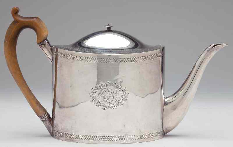 Appraisal: George III Silver TeapotLondon hallmarks with sponsor's mark for John