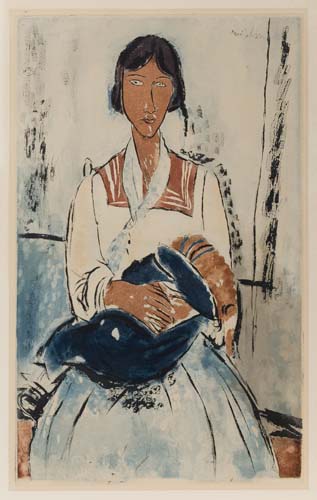 Appraisal: AMEDEO MODIGLIANI after L'Italienne Color aquatint and etching - x