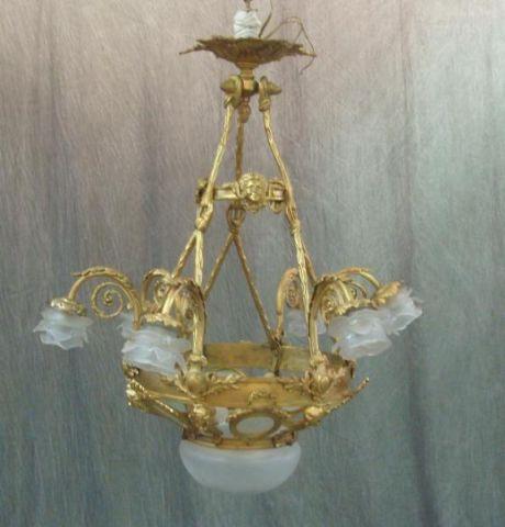 Appraisal: French Gilt Metal Chandelier From a Southampton area home