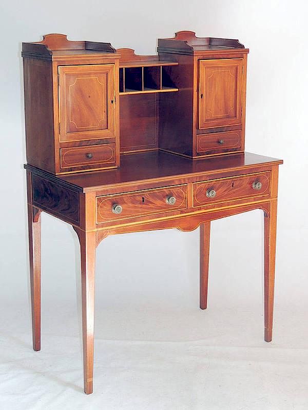 Appraisal: Federal Inlaid Mahogany Writing Desk Two piece - tall x