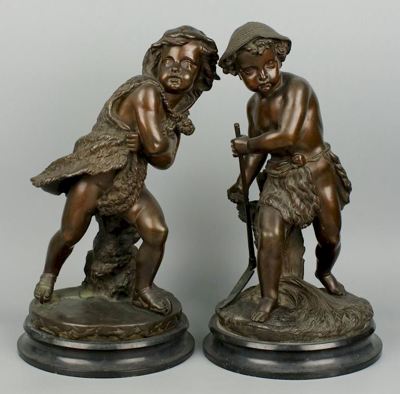 Appraisal: Pair of C French Bronzes Summer Winter NAME Summer Winter