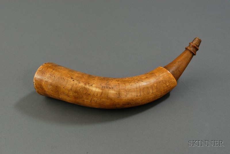 Appraisal: Engraved Powder Horn Fort No New Hampshire c the horn