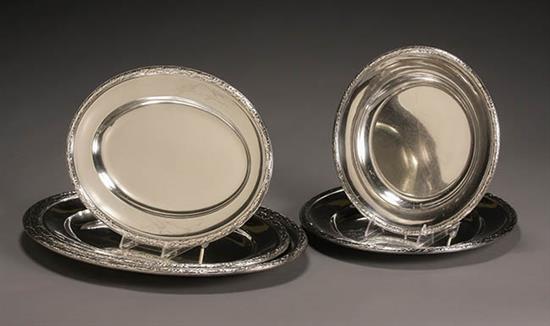 Appraisal: Group of Five Christofle Silver Plate Platters - Consisting of