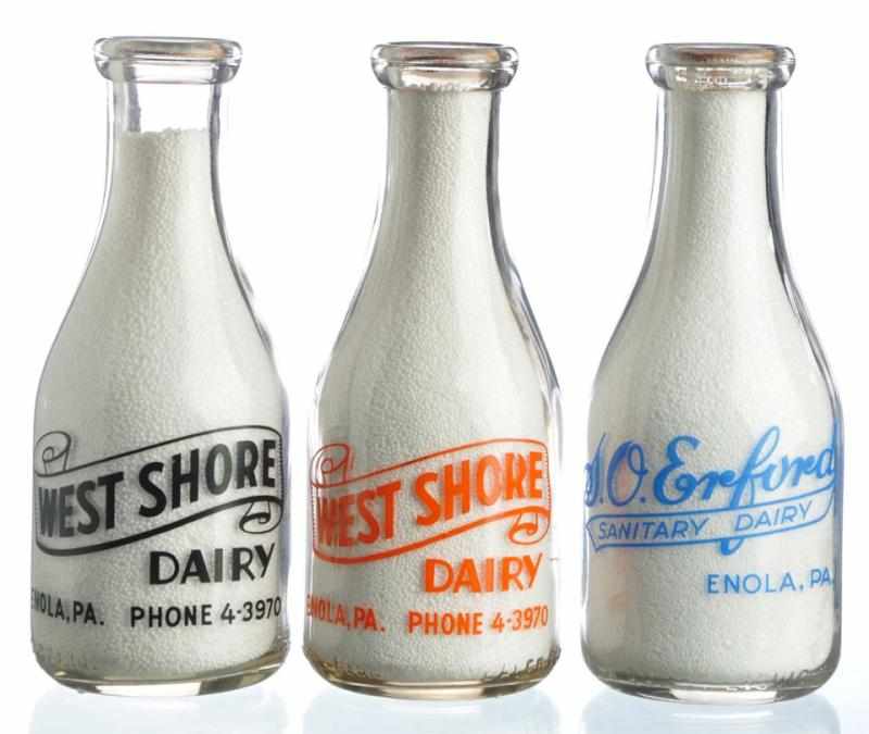 Appraisal: Lot of Enola Pennsylvania Milk Bottles Description Lot includes one