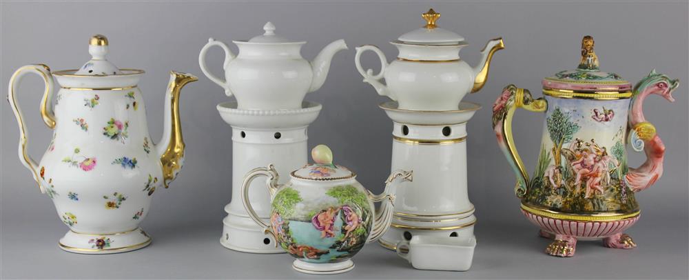 Appraisal: GROUP OF CONTINENTAL TEA AND COFFEE POTS AND COVERS including