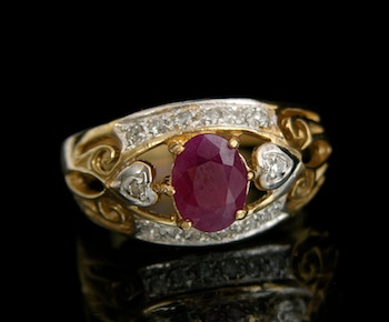 Appraisal: An Antique Style Ruby and Diamond Ring k yellow and