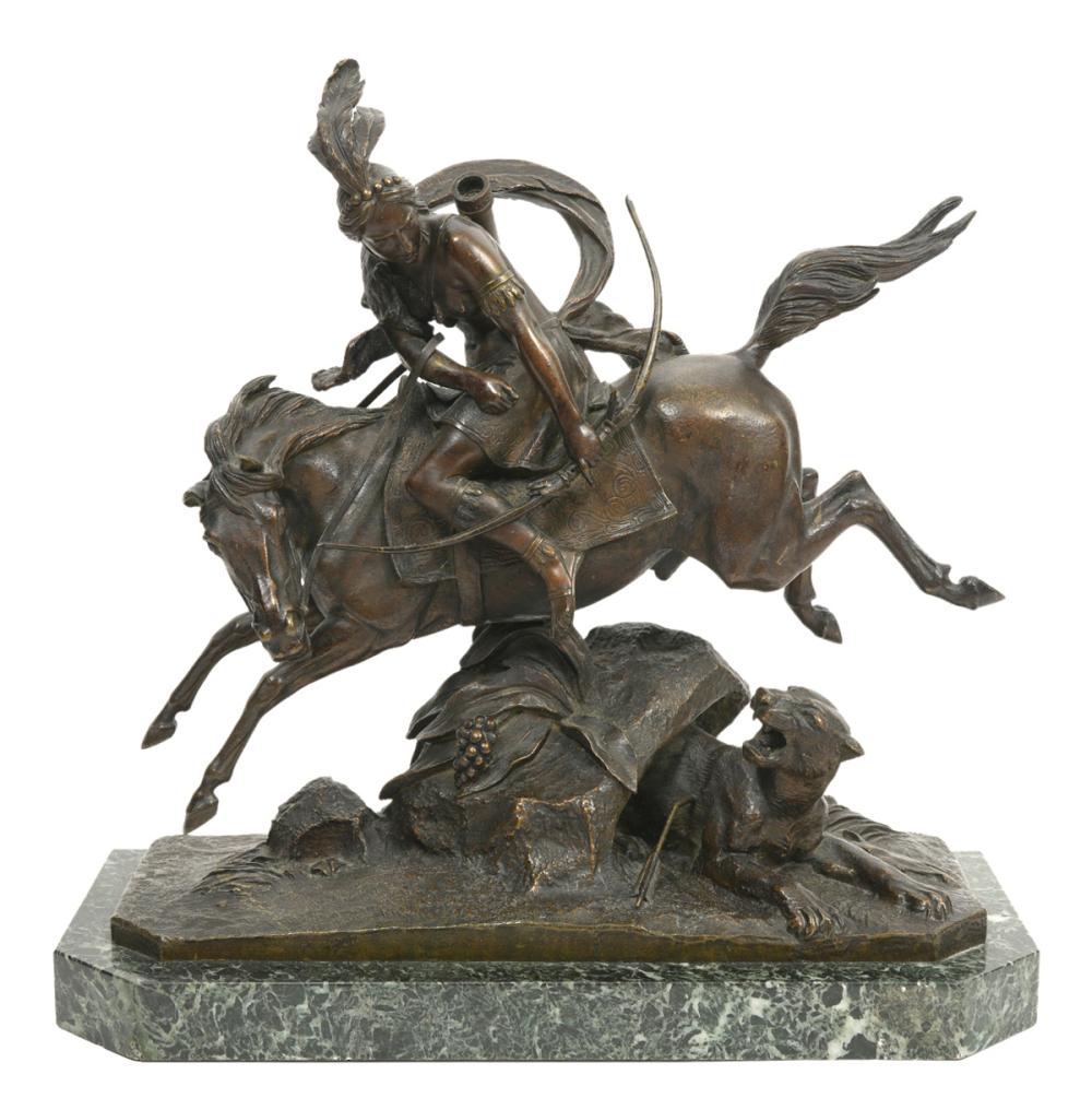 Appraisal: GECHTER BRONZE SCULPTURE OF INDIAN MOUNTAIN LIONJean Francois Theodor Geckter